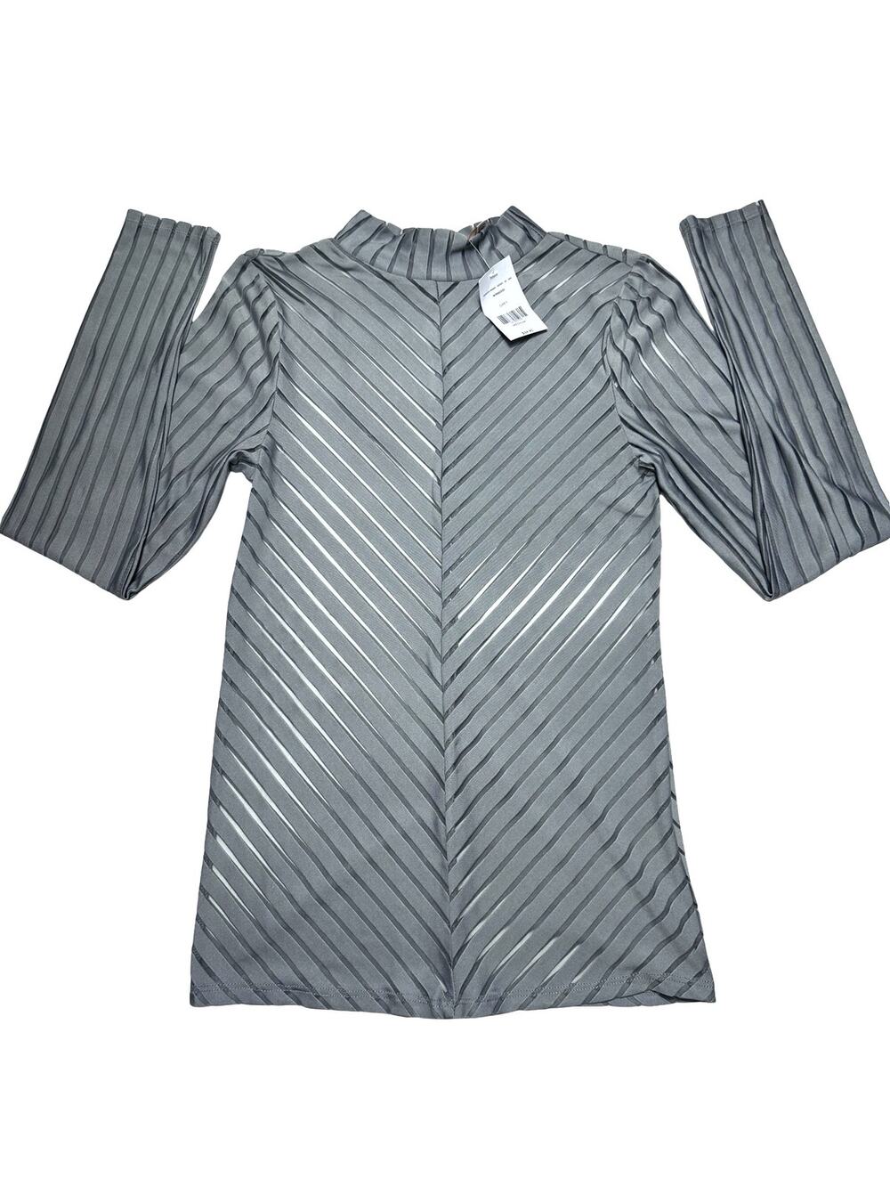 NWT Williow + Root Grey Chevron Ribbed Mock Neck Top Size Medium